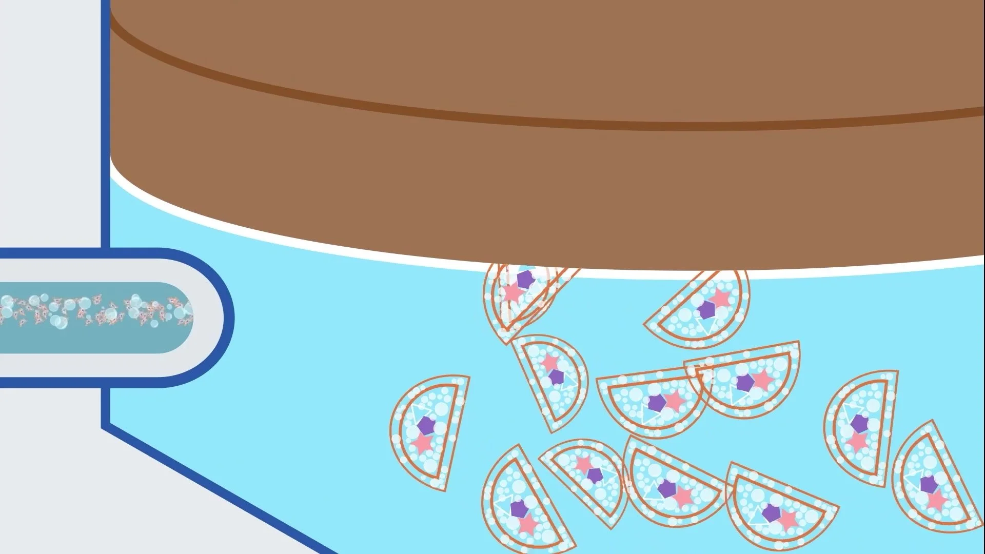 Animated flotation tank with sludge rising to the top
