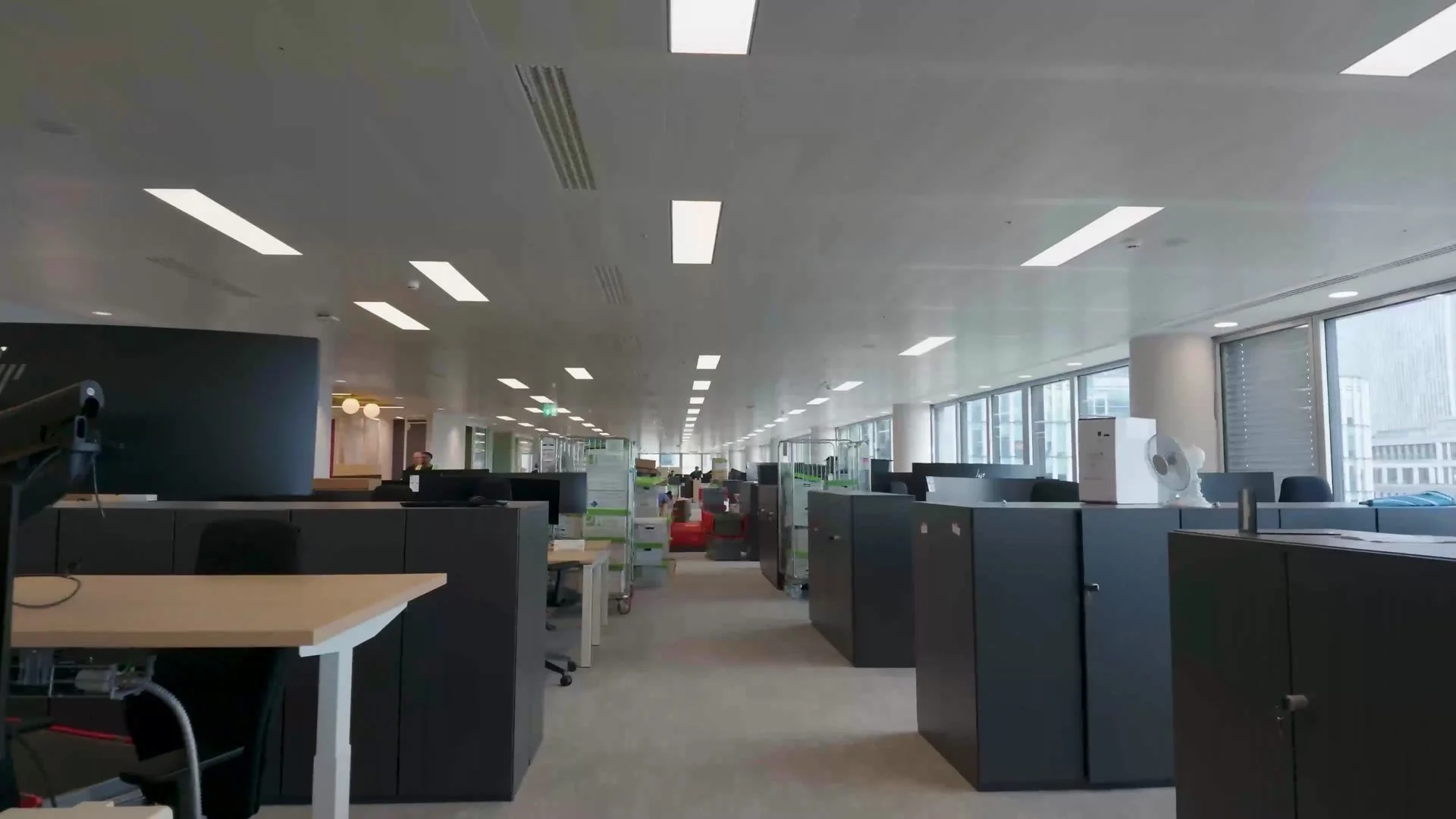 A finished open-plan office floor