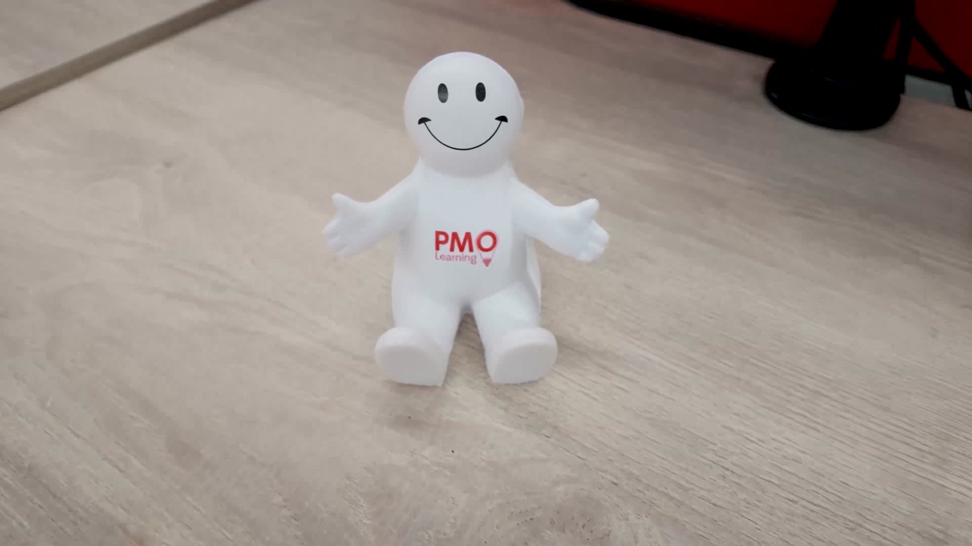 PMO mascot figure on the office floor