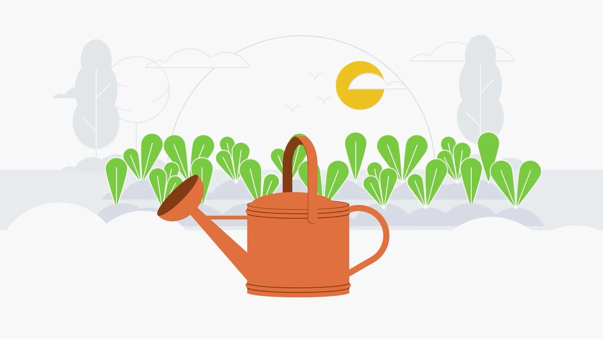 Animated irrigation-grade water watering crops
