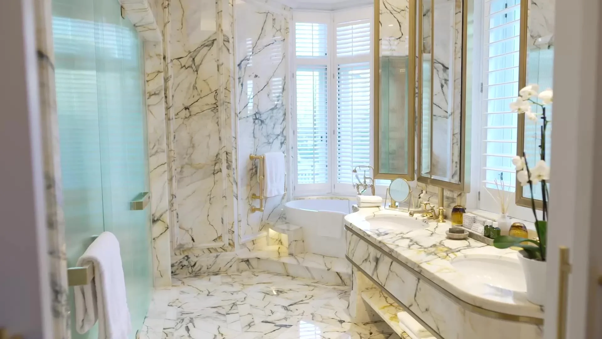 A finished marble bathroom