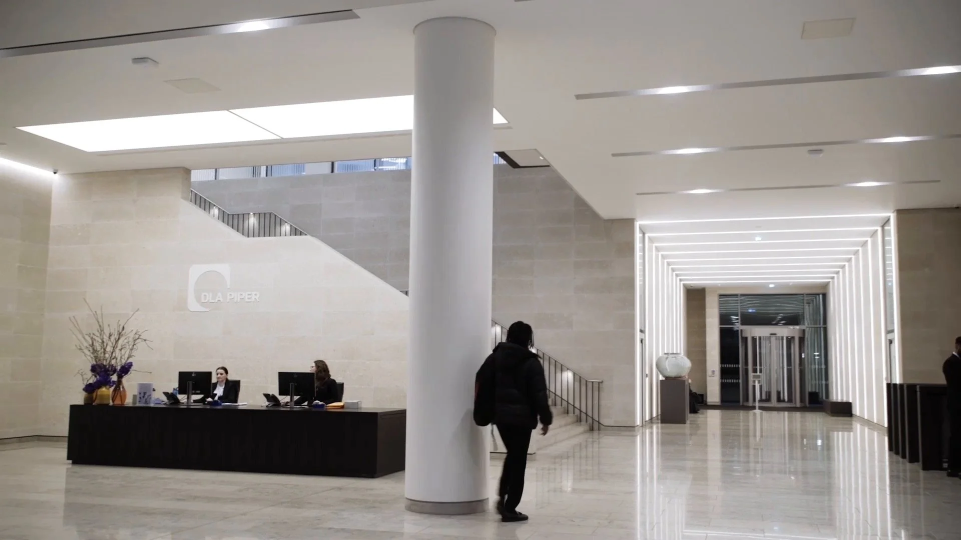DLA Piper's London office atrium, filmed for the LEGO Group case study video