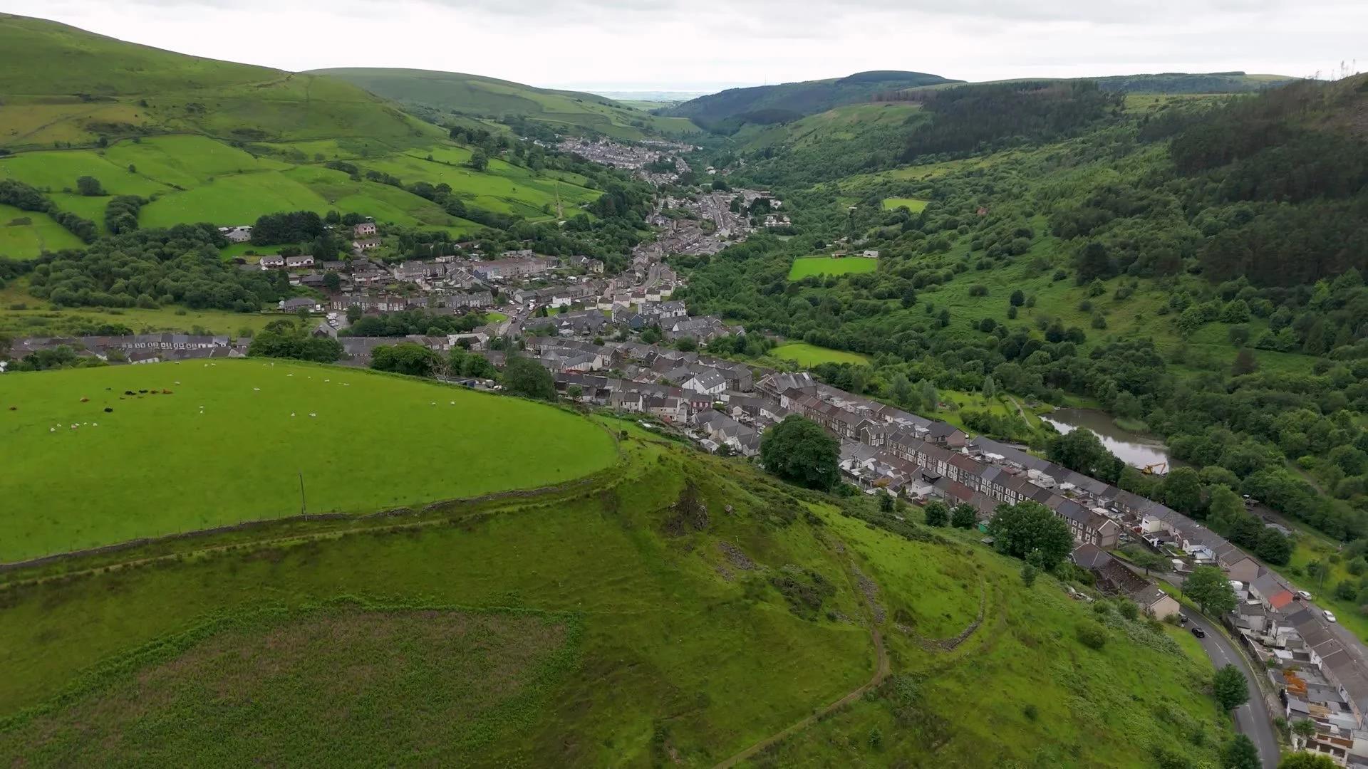 Aerial view of the Garw Valley in South Wales