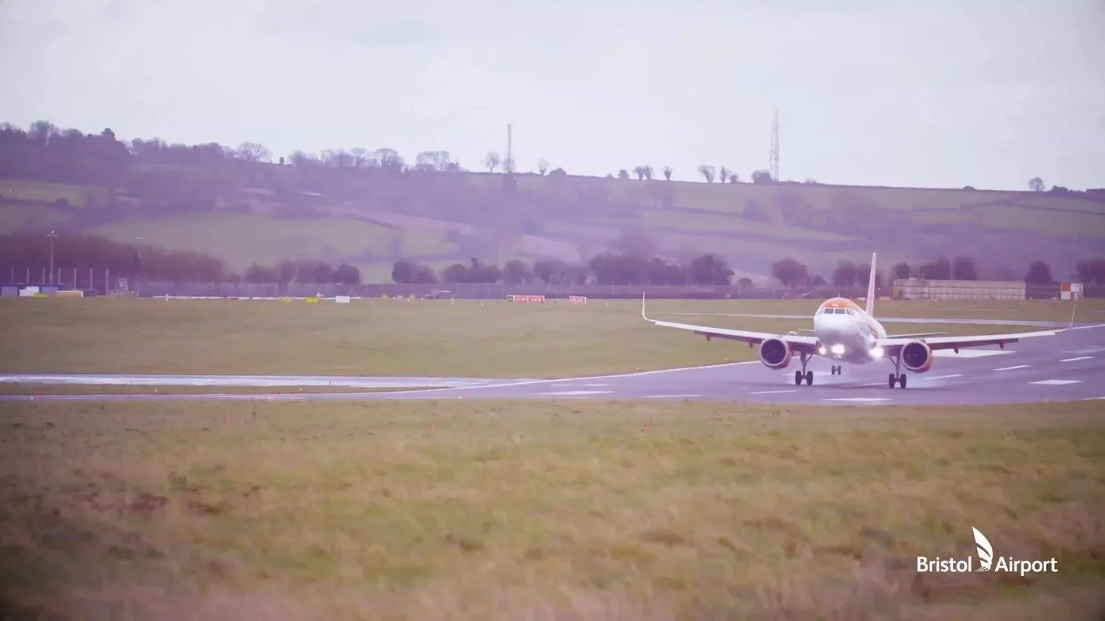 Aircraft taxiing at Bristol Airport