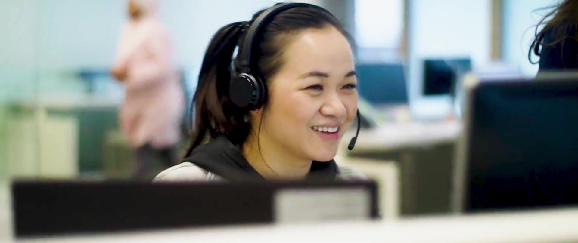 A contact centre adviser on a call