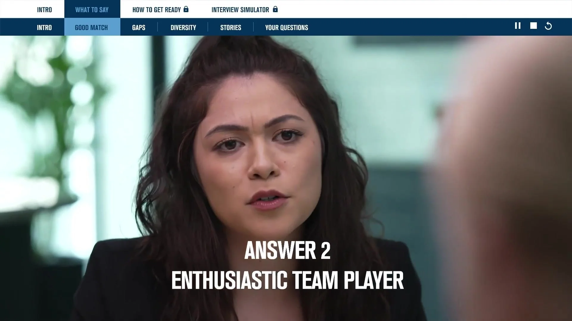A candidate giving one of the answer options