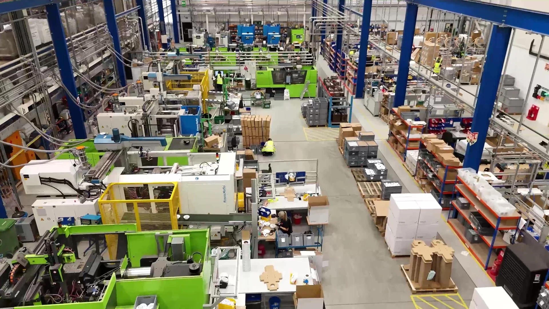 The factory floor filmed by drone