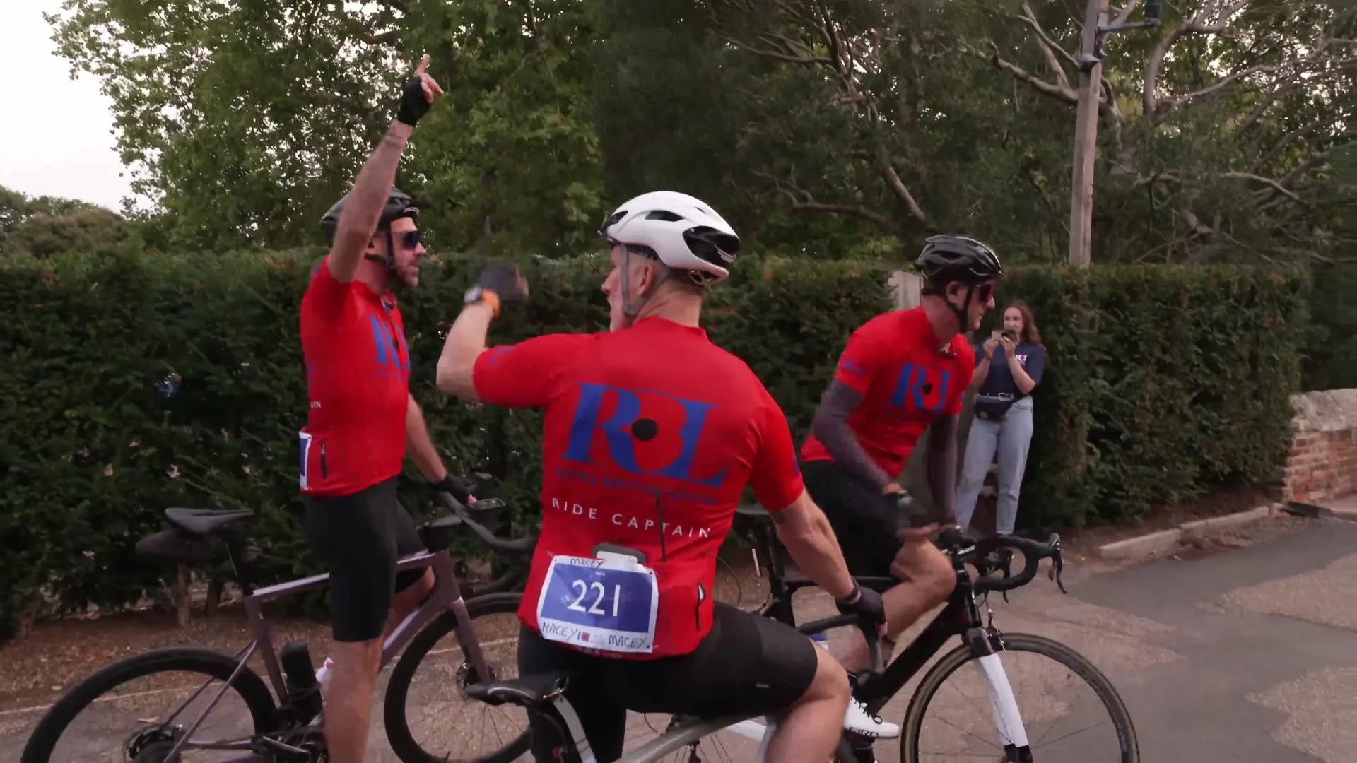 Riders celebrating at the start