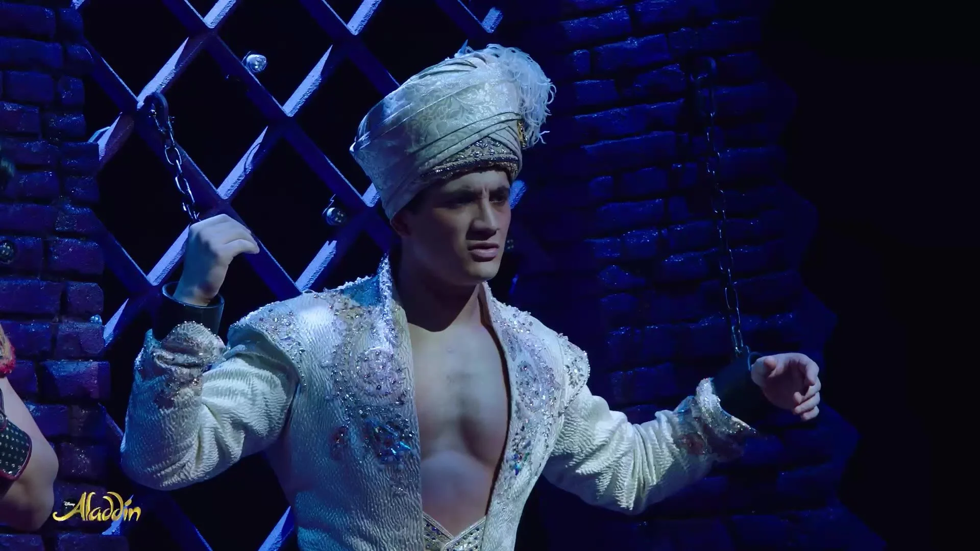 Aladdin as Prince Ali on stage
