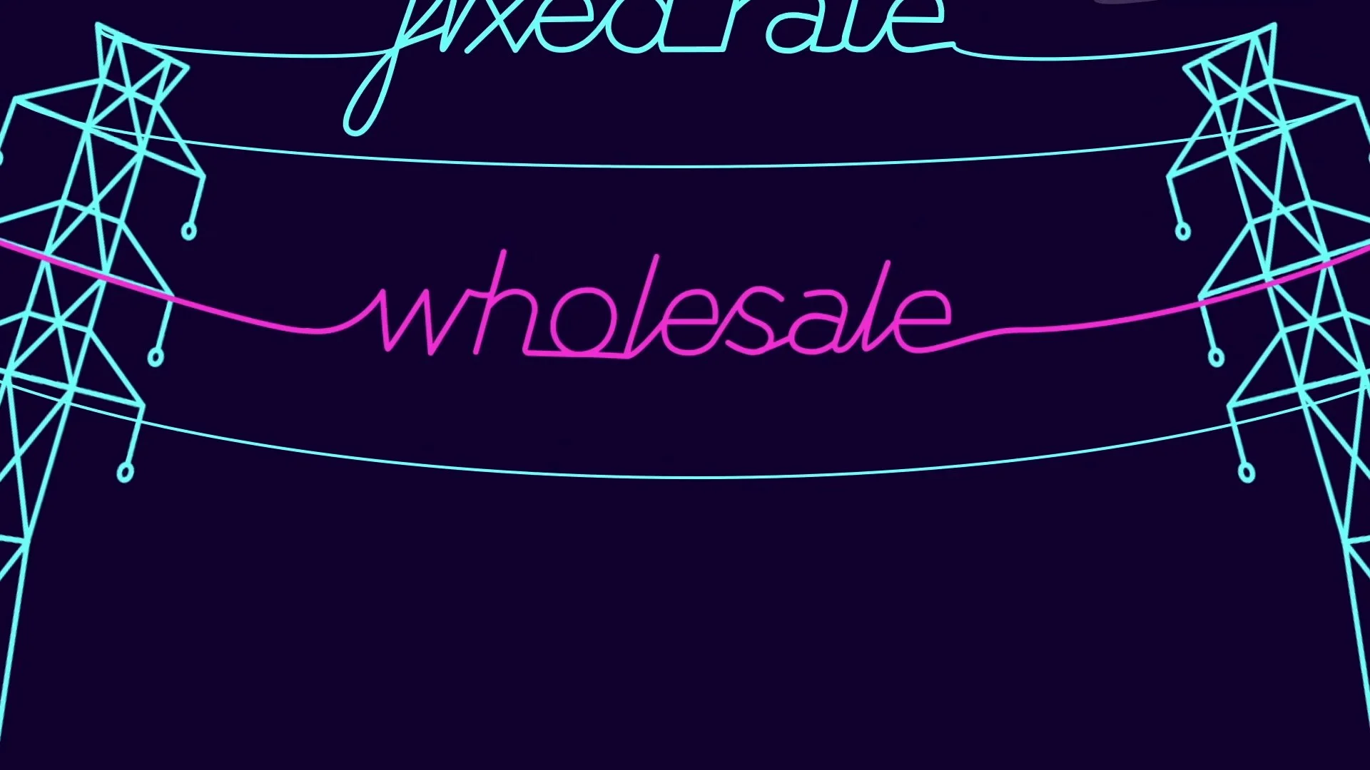 Animated power lines labelled fixed rate and wholesale, from the Octopus Energy flex plan explainer