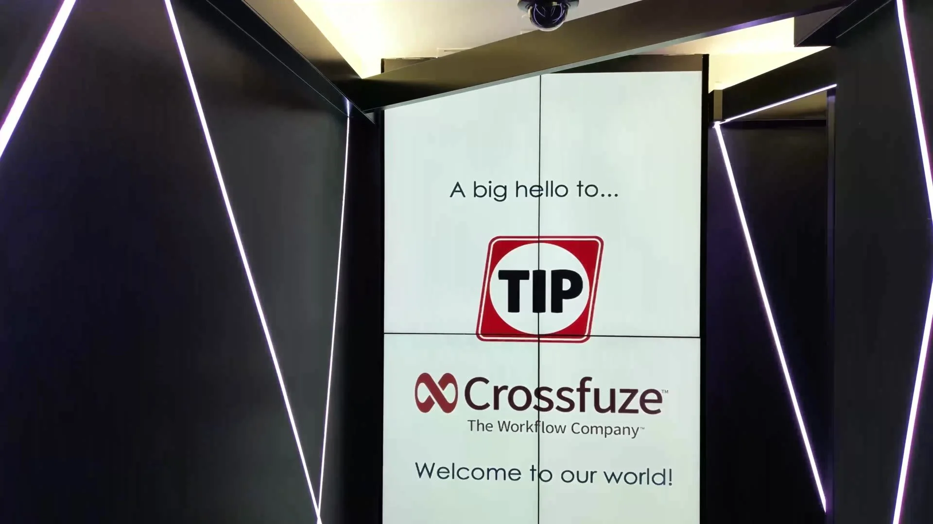Welcome screen for TIP Group at Crossfuze