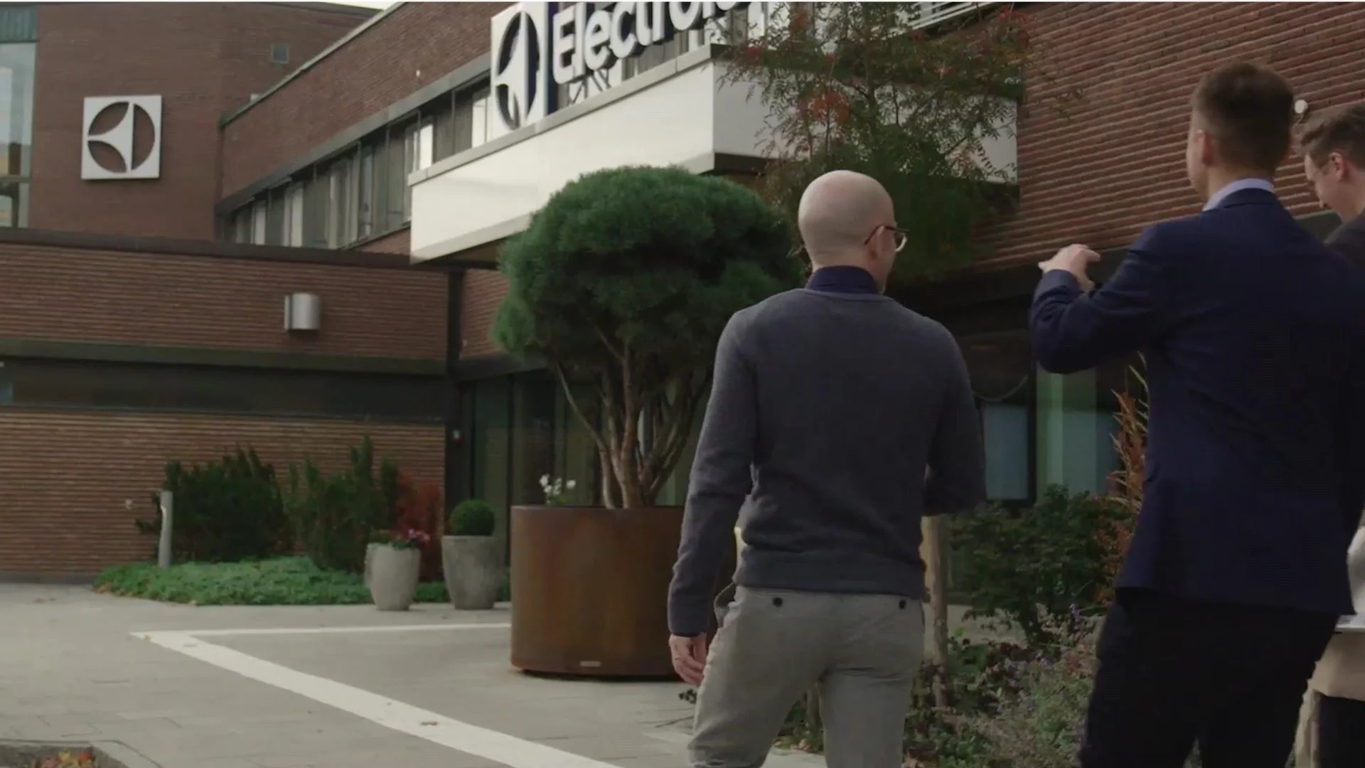 Electrolux team walking into the Electrolux offices