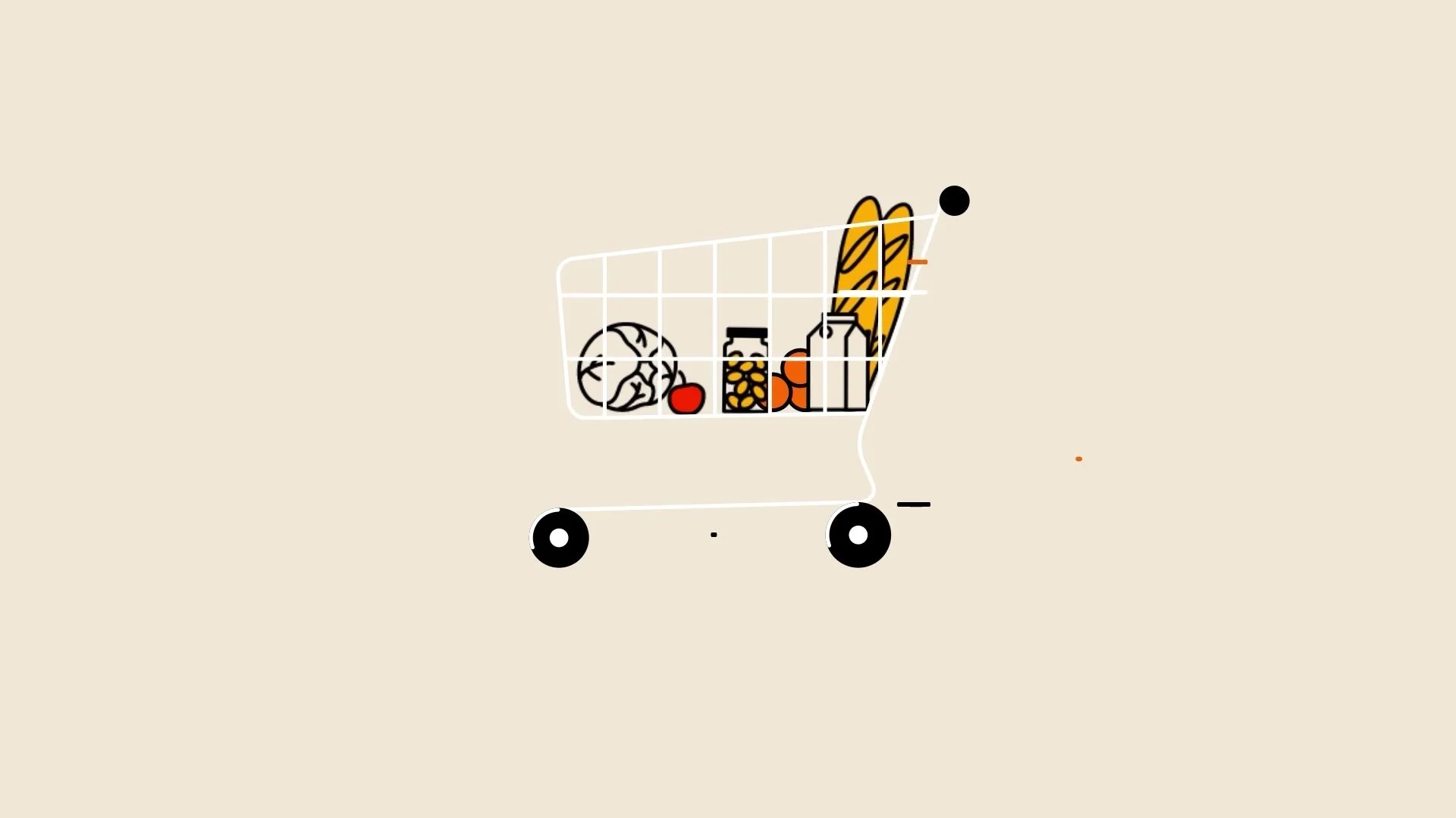 Animated shopping trolley representing day-to-day living costs