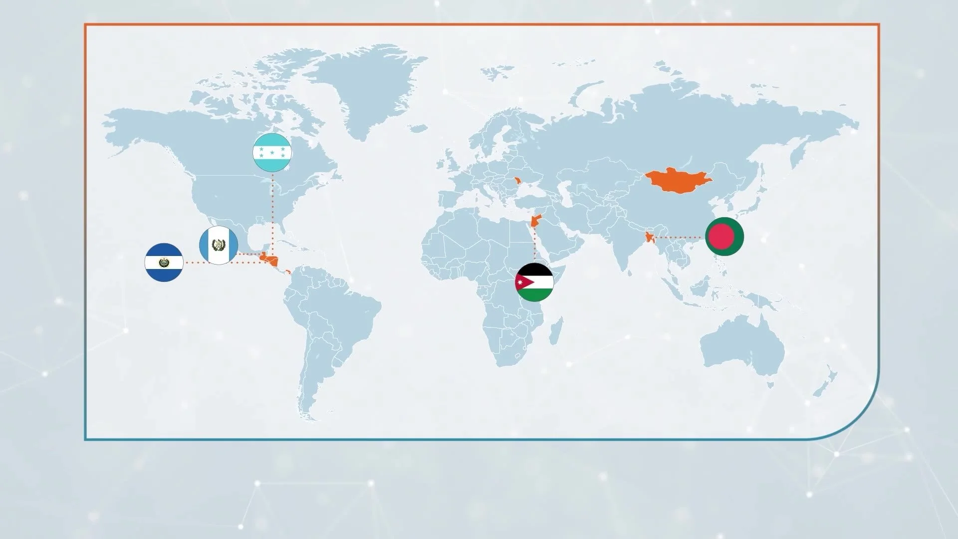 Animated world map highlighting programme partner countries