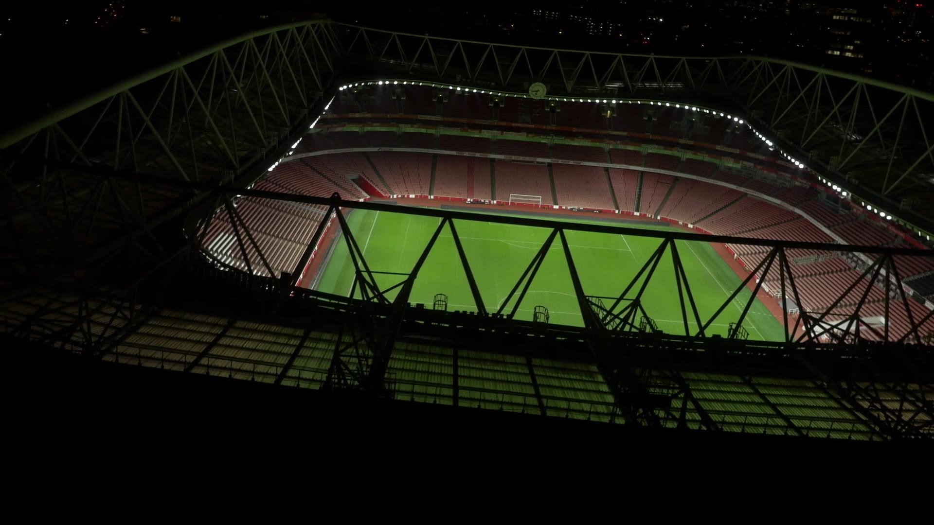 Emirates Stadium bowl from above at night