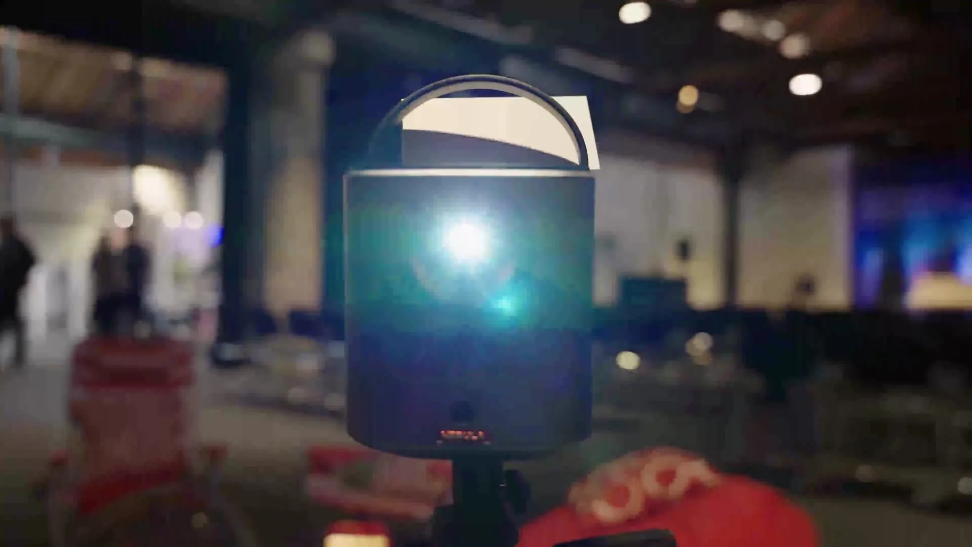 A projector demo in the event space