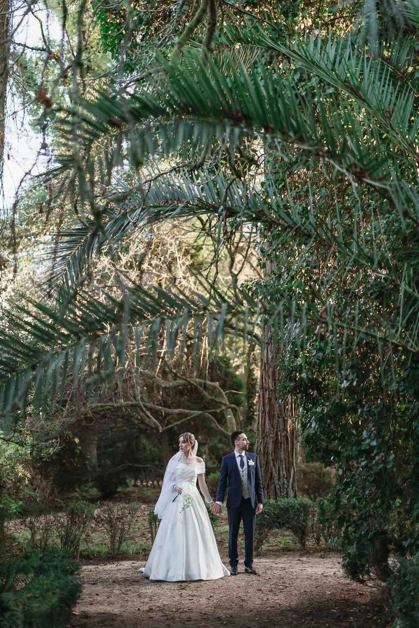Destination Wedding Photographer Portugal - Groom and bride during a wedding session in Palácio da Borralha, Portugal