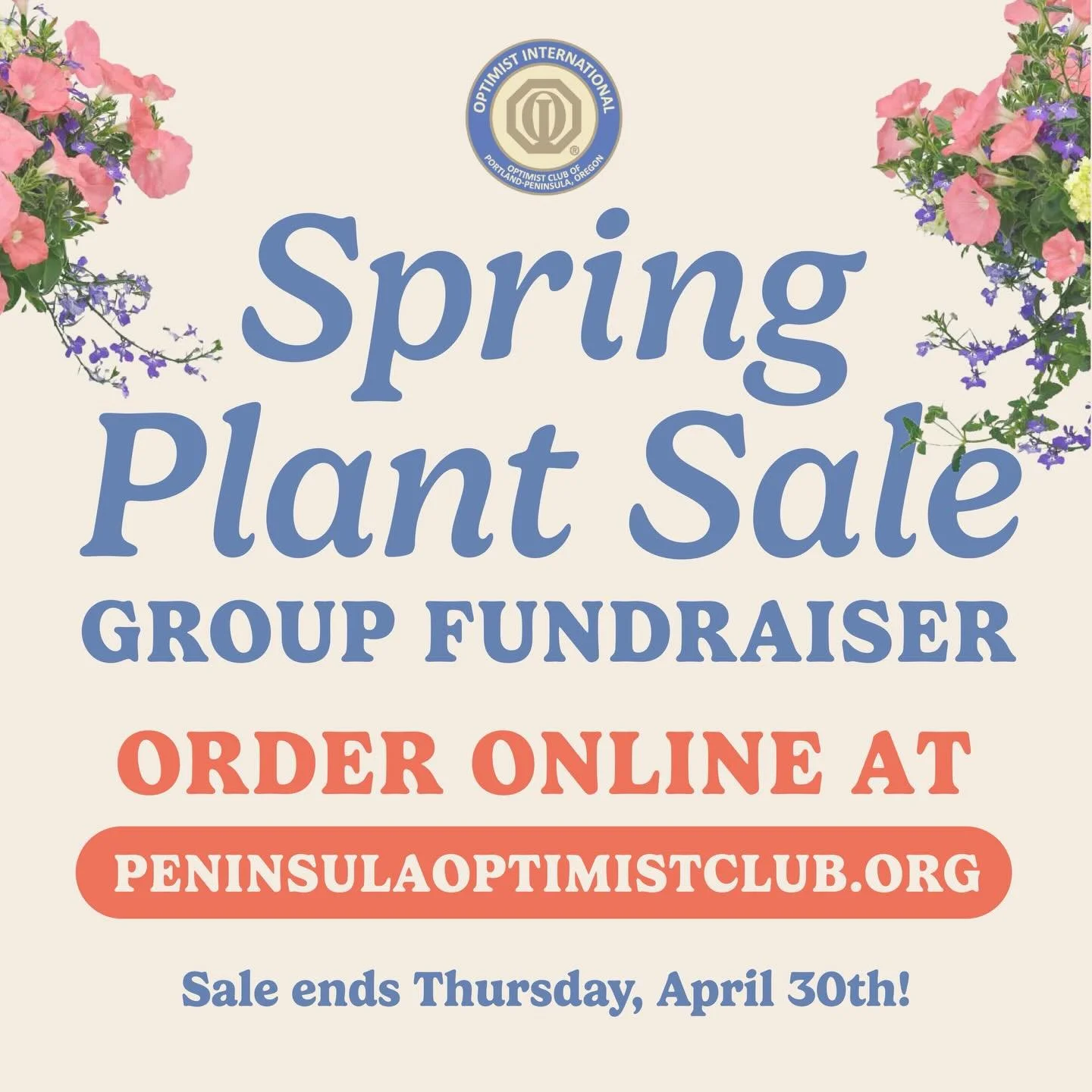 Looking to spruce up your patio or start your edible garden for the season?  It time for Peninsula Optimist Club&rsquo;s annual Spring Plant Sale! 

Order online by next Thursday (4/30), pick up will be the following week (5/7 or 5/8) *or get it  del