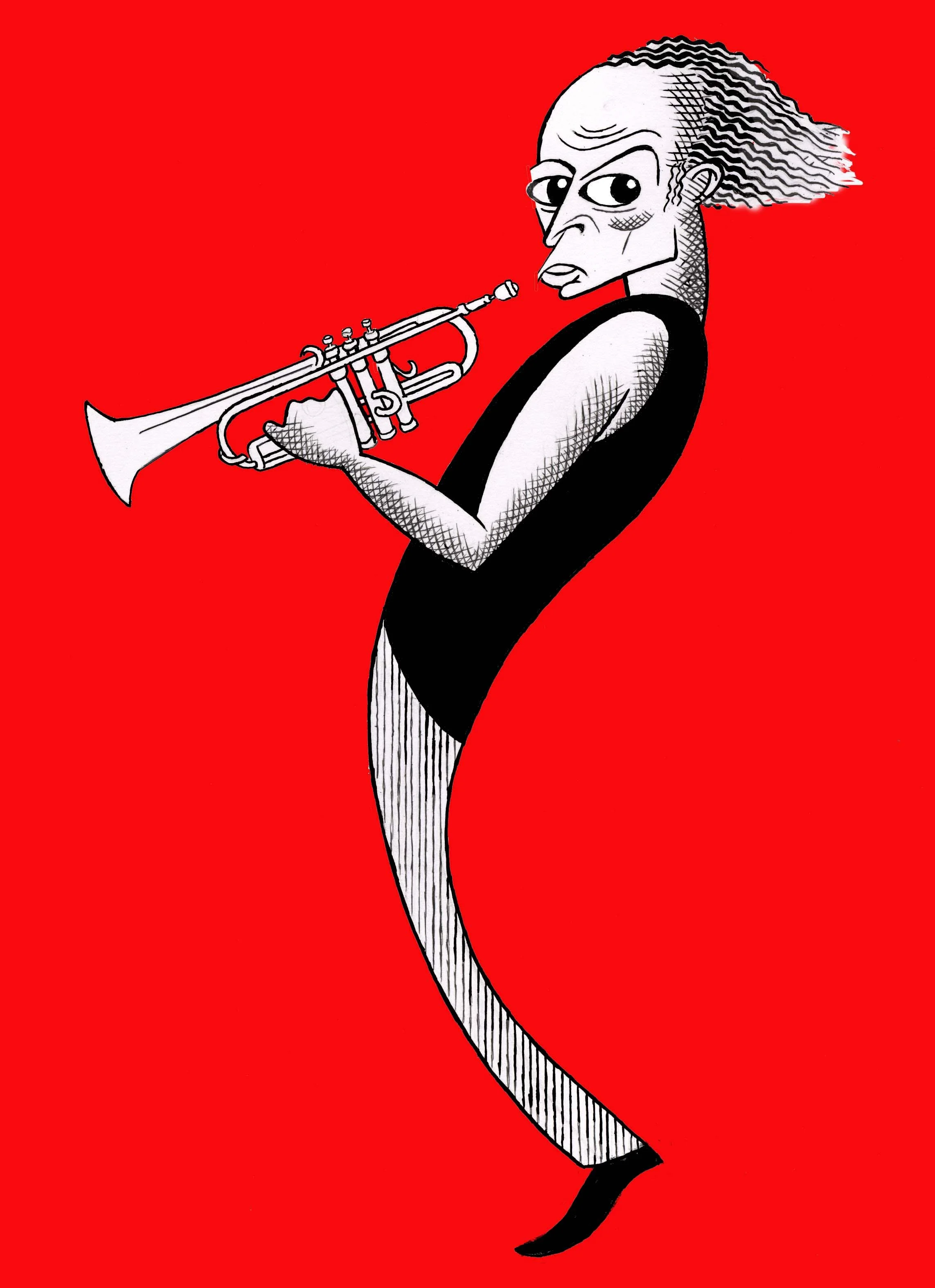Miles Davis 001redfootandblacktshirt solid black shoe.jpg
