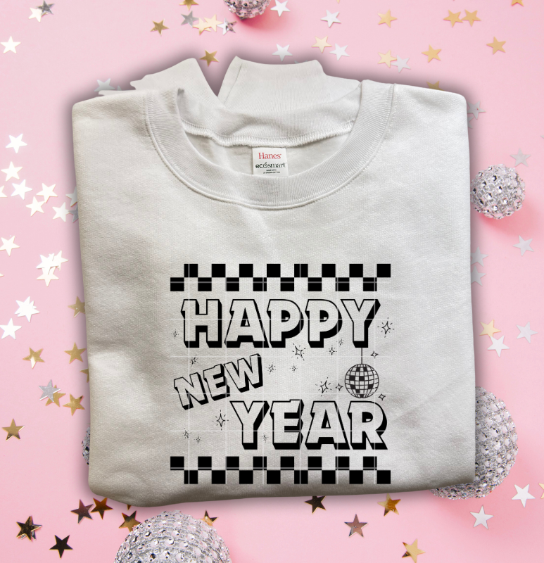 Happy New Year (Blk Image, Pink Image) Tee/ Crew
