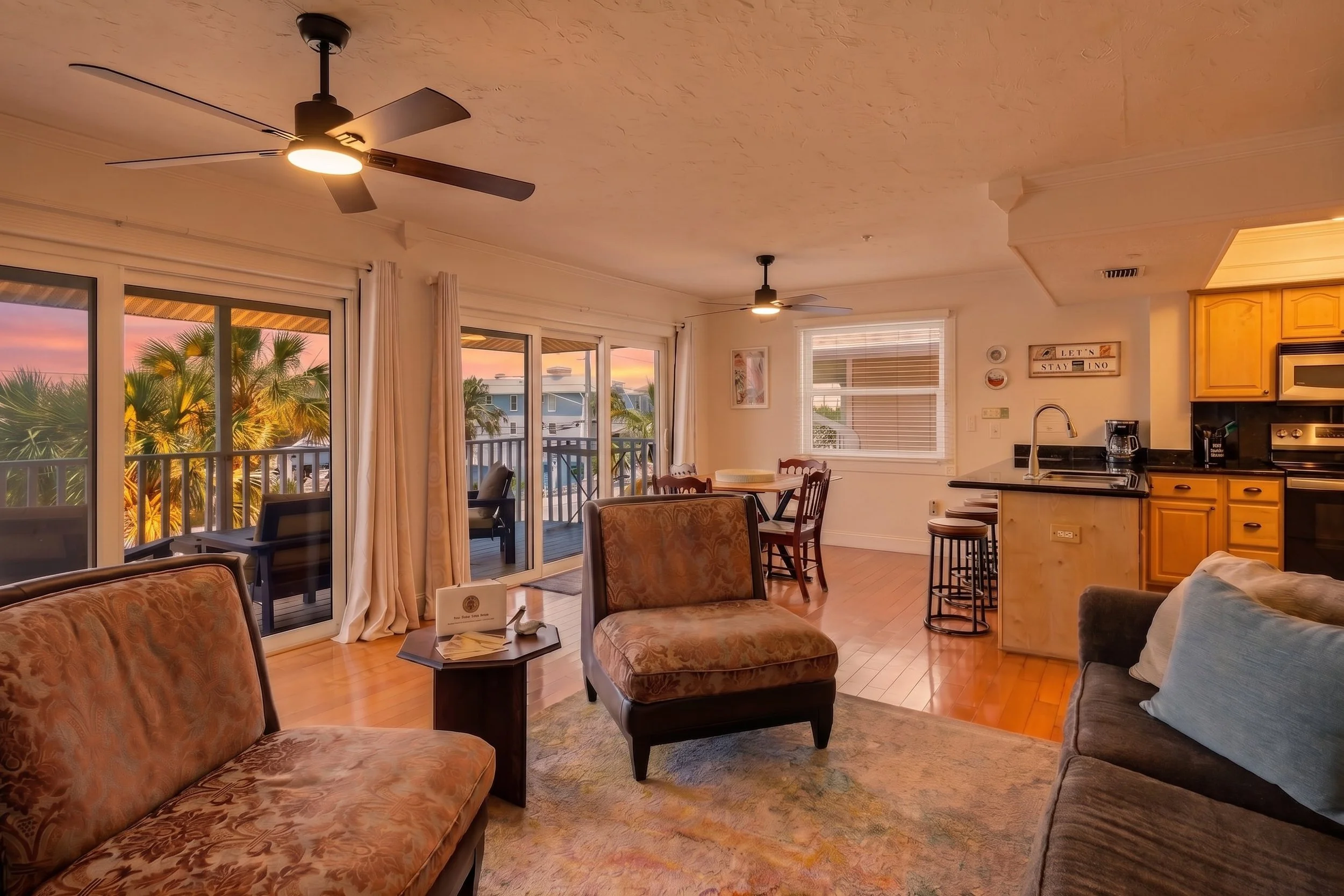 Upper level condo living room.