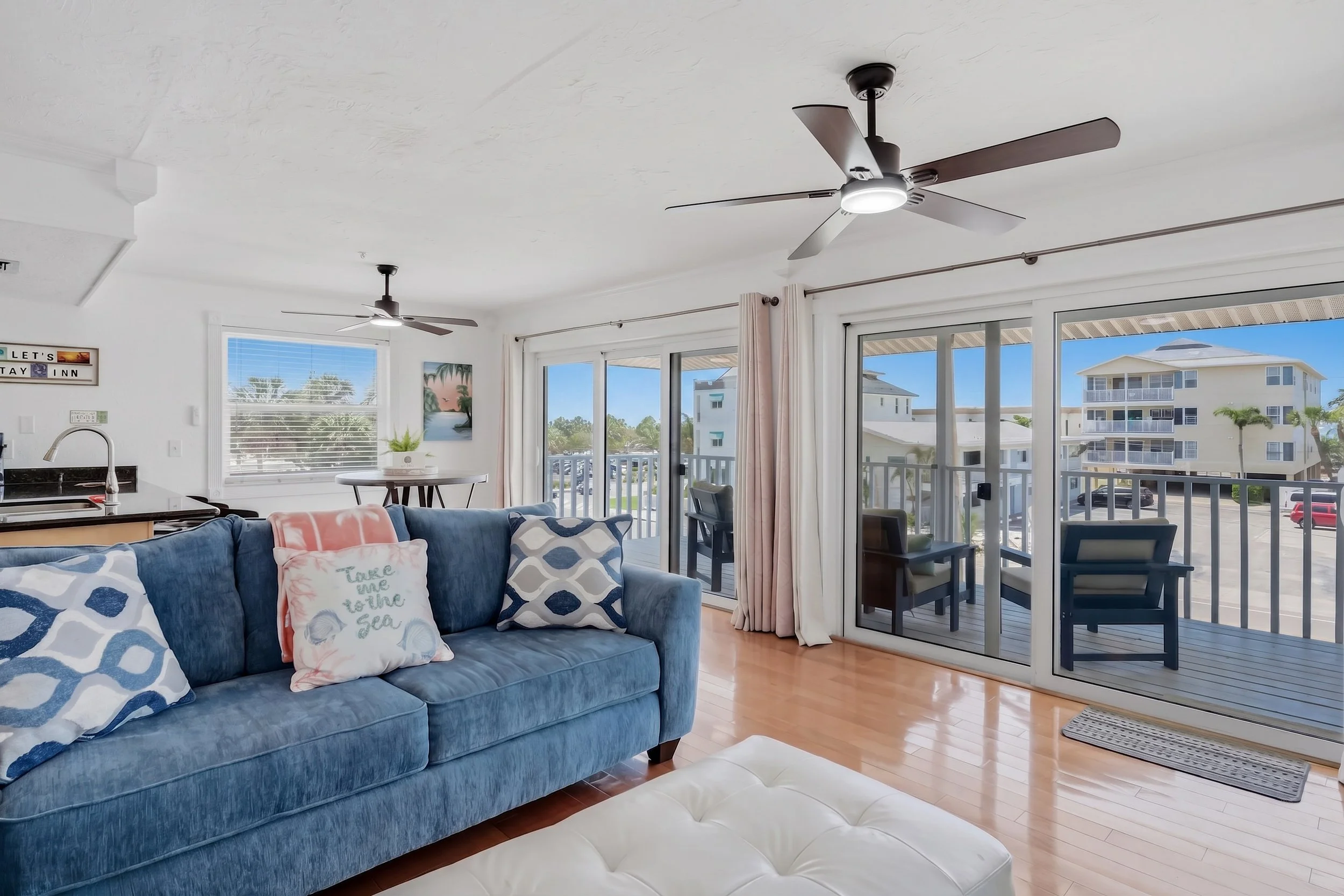Living room and views of deck Egret Escape
