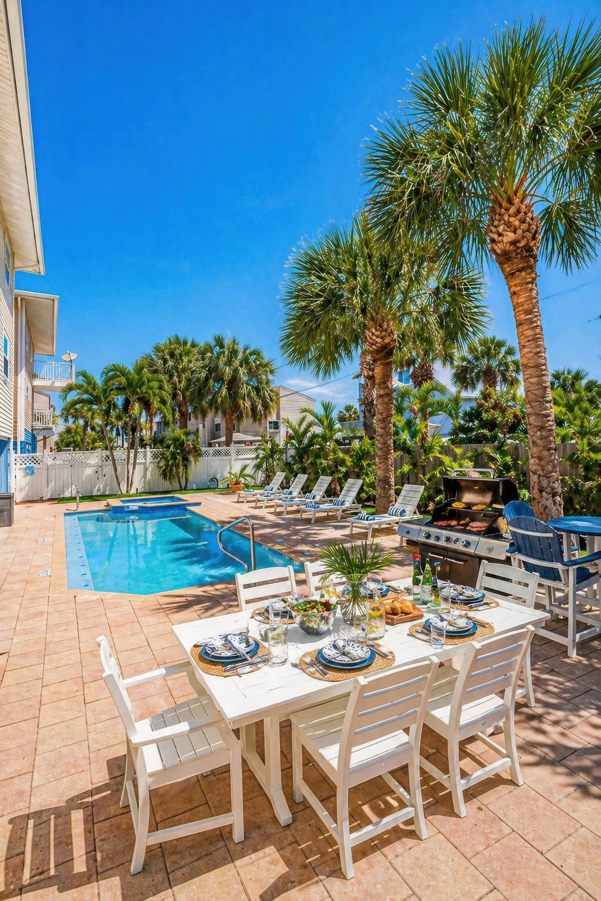 Outdoor dining table.