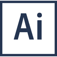 Adobe Illustrator logo with a black background and blue letters