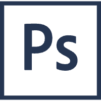 Adobe Photoshop logo with a dark background