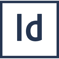 Adobe InDesign logo with a dark background and stylized 'Id' in the center.
