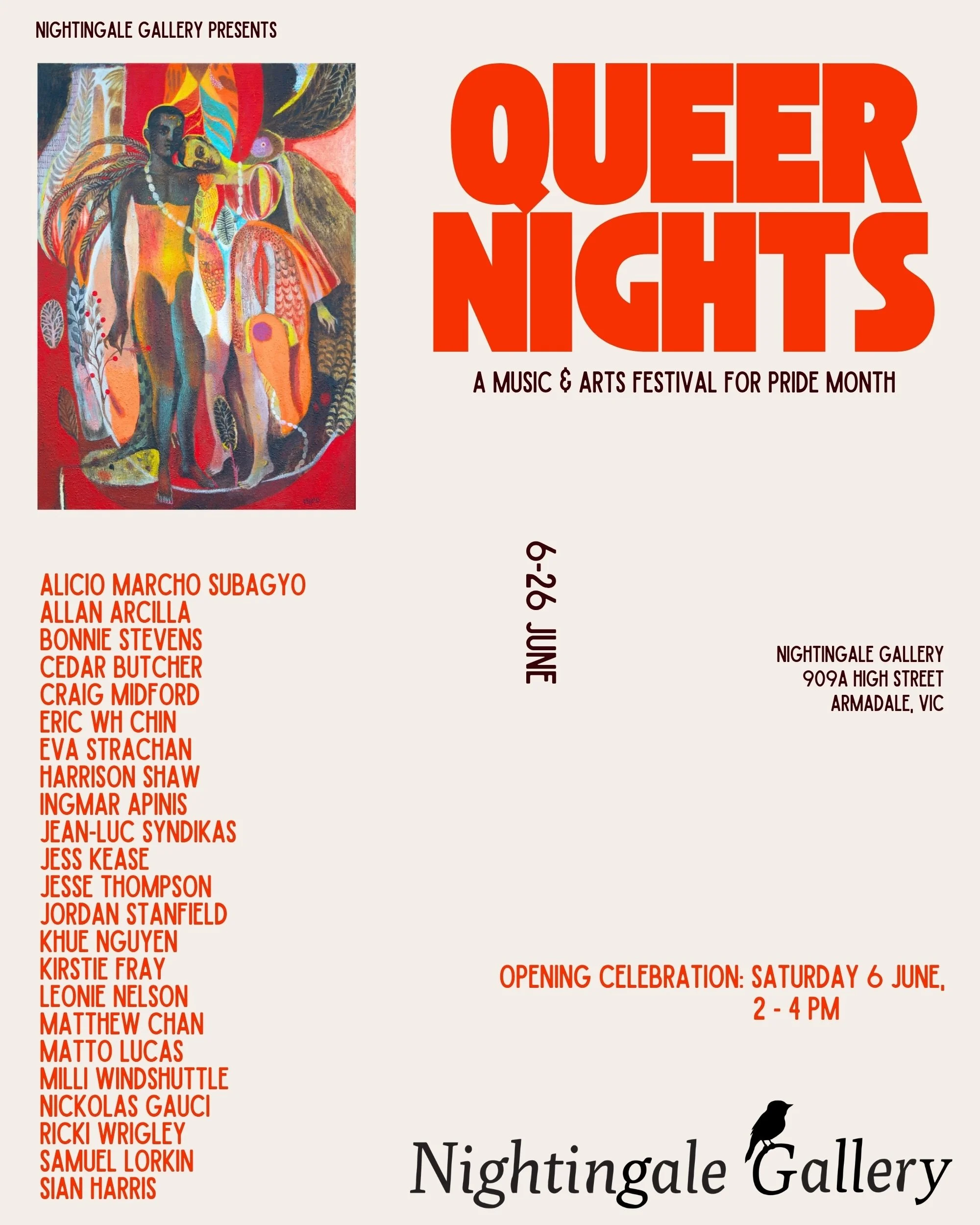 It&rsquo;s priiiiiide month and I&rsquo;m incredibly excited to share that my second group show for the week is Queer Nights - a music &amp; arts festival presented by the incredible @nightingalegallerymelbourne in Armadale, Melbourne.

While it migh