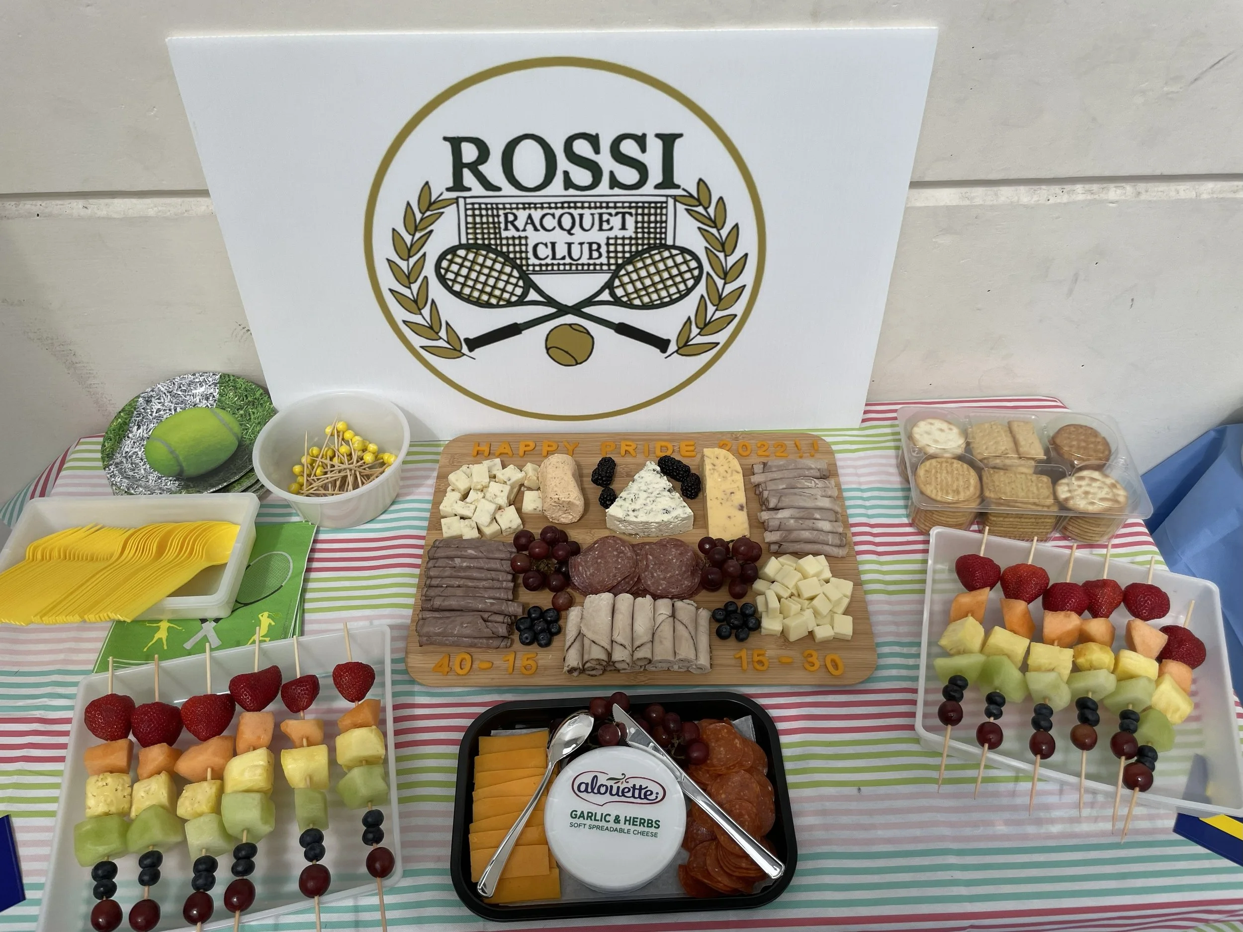 Charcuterie spread at the Rossi Racquet Club Pride event