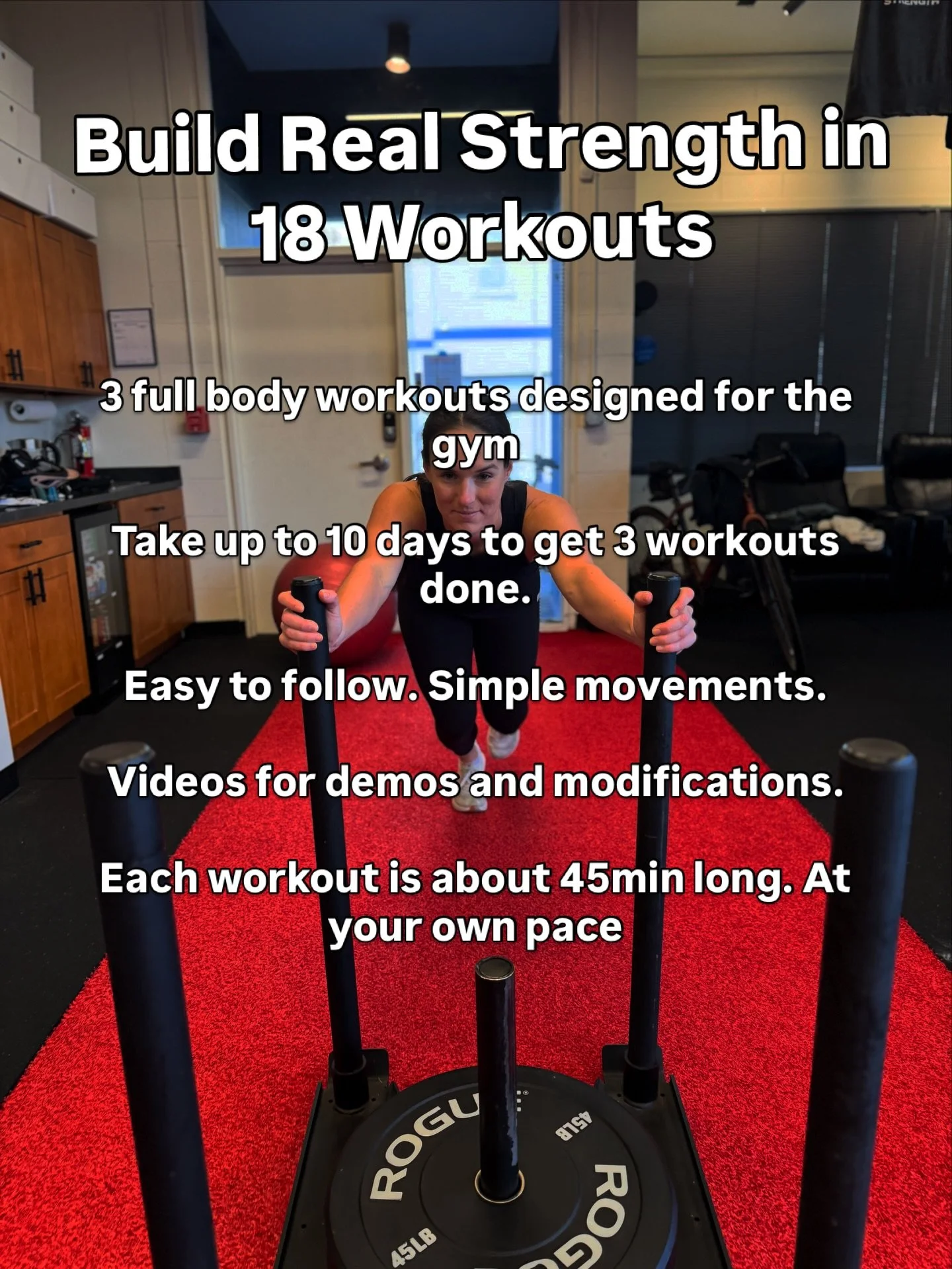 Start getting stronger with 18 workouts programmed for you. Follow a list with a place to log your weights so you can get in the gym and get out back to your life. 

Link in bio!!