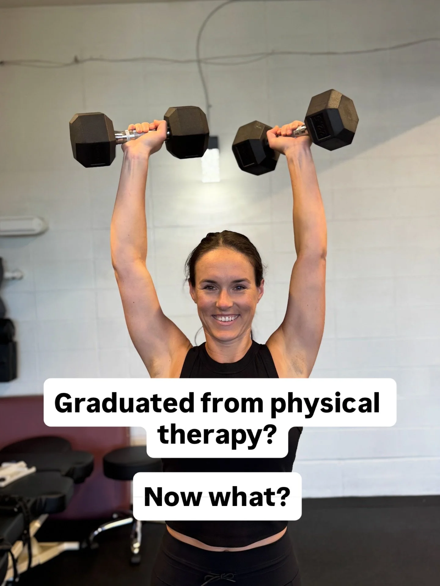Finished PT? That&rsquo;s great! But now what? 

If you want to return back to lifting your kid or a Costco haul, and especially if you want to get back in the gym or on the mountain, there has to be more than just a resistance band and floor exercis
