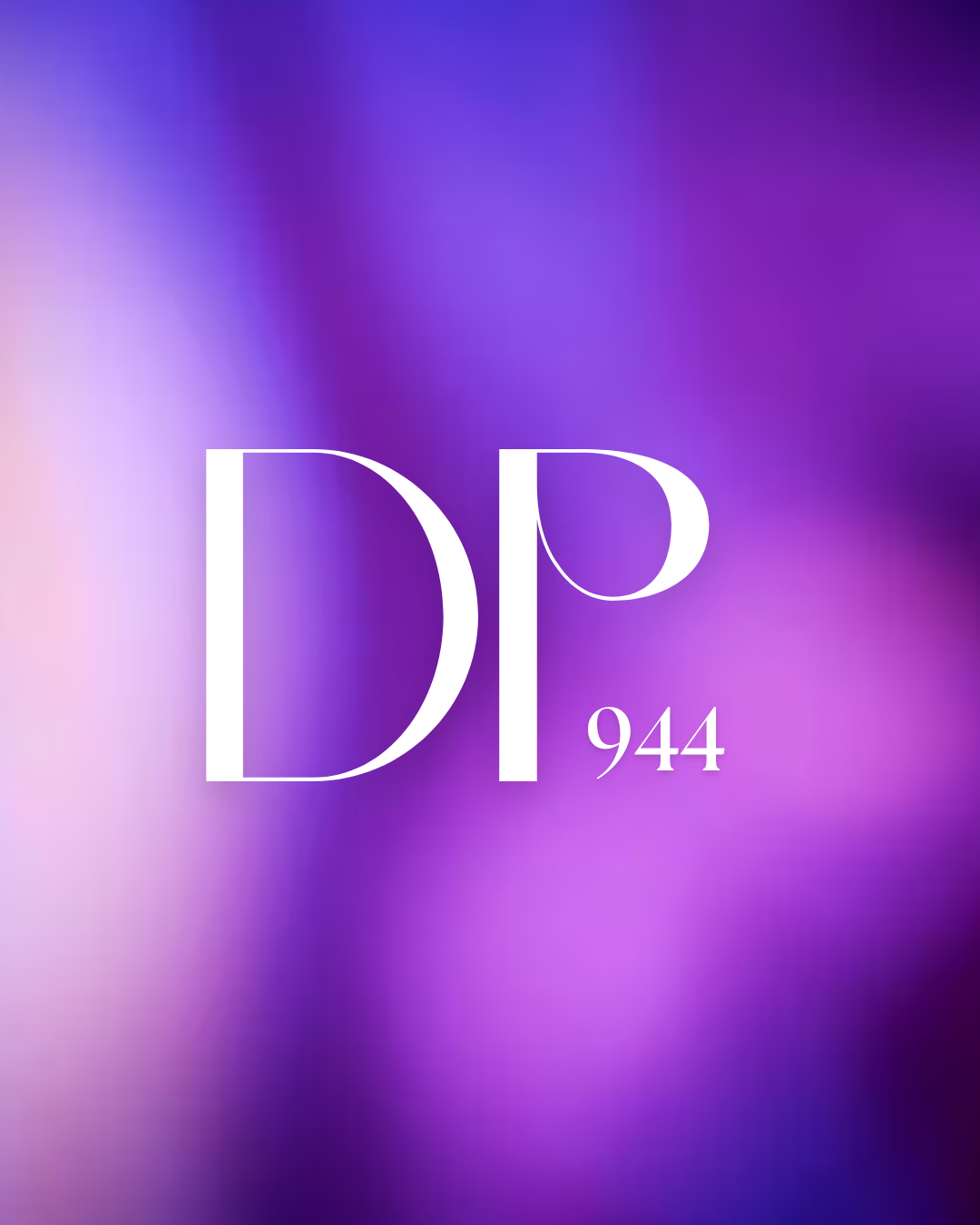 A digital graphic with a purple gradient background displaying the text 'DP 944' in large, white, stylized font.