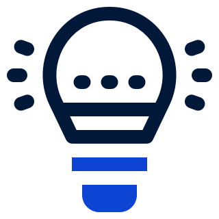 Icon of a light bulb with rays extending outward, indicating illumination or ideas.