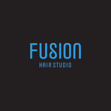Fusion Hair Studio logo on a black background