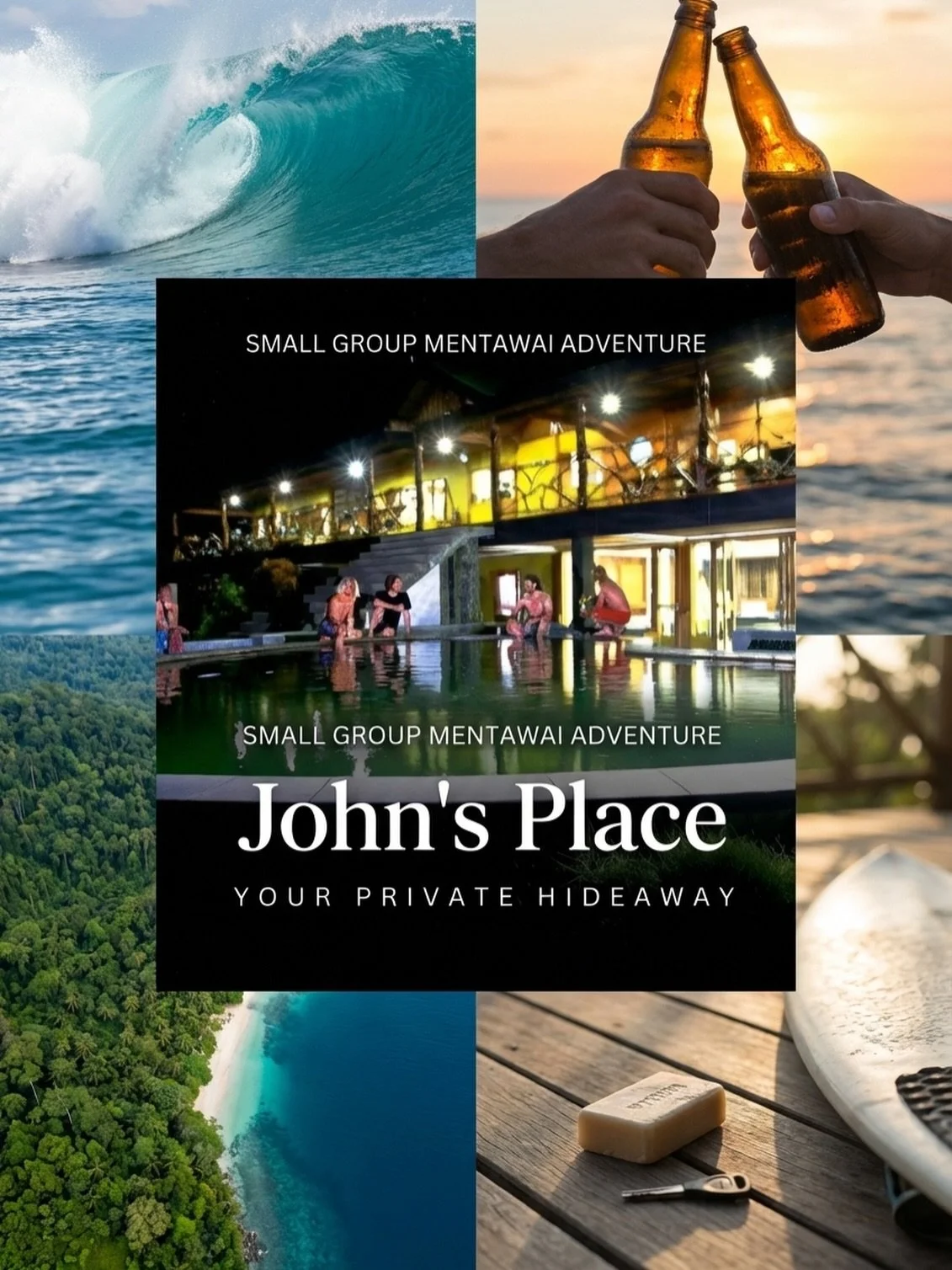 Welcome to John&rsquo;s Place. Your private Mentawai Surf Trip. Amazing beachfront house, fast boats, legend hosts. Book it out with with just six people. 
See bio for link 
.
.
#mentawai #surfsumatra #johnsolace #surftrip #boystrio