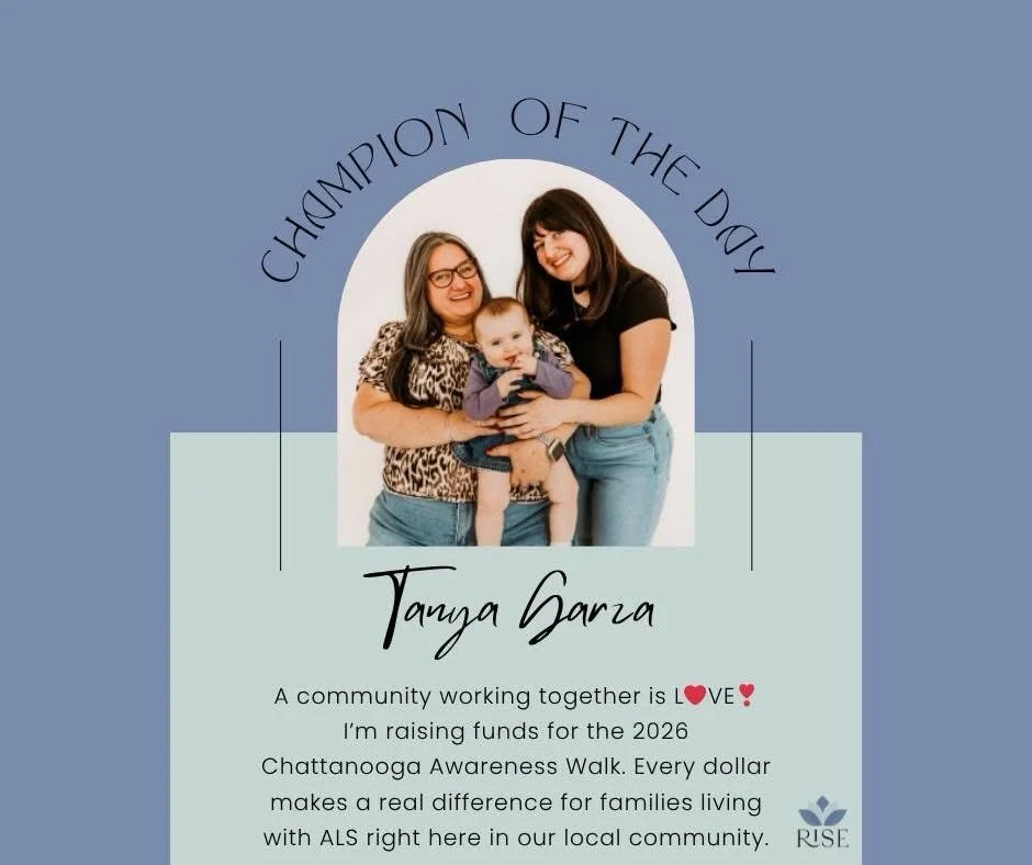 A HUGE shout out to our Champion of the Day - Tanya Garza!! You are making a difference in our community and in the lives of those affected by ALS. 🩵

#als #alsawareness #chattanooga #fundraiser