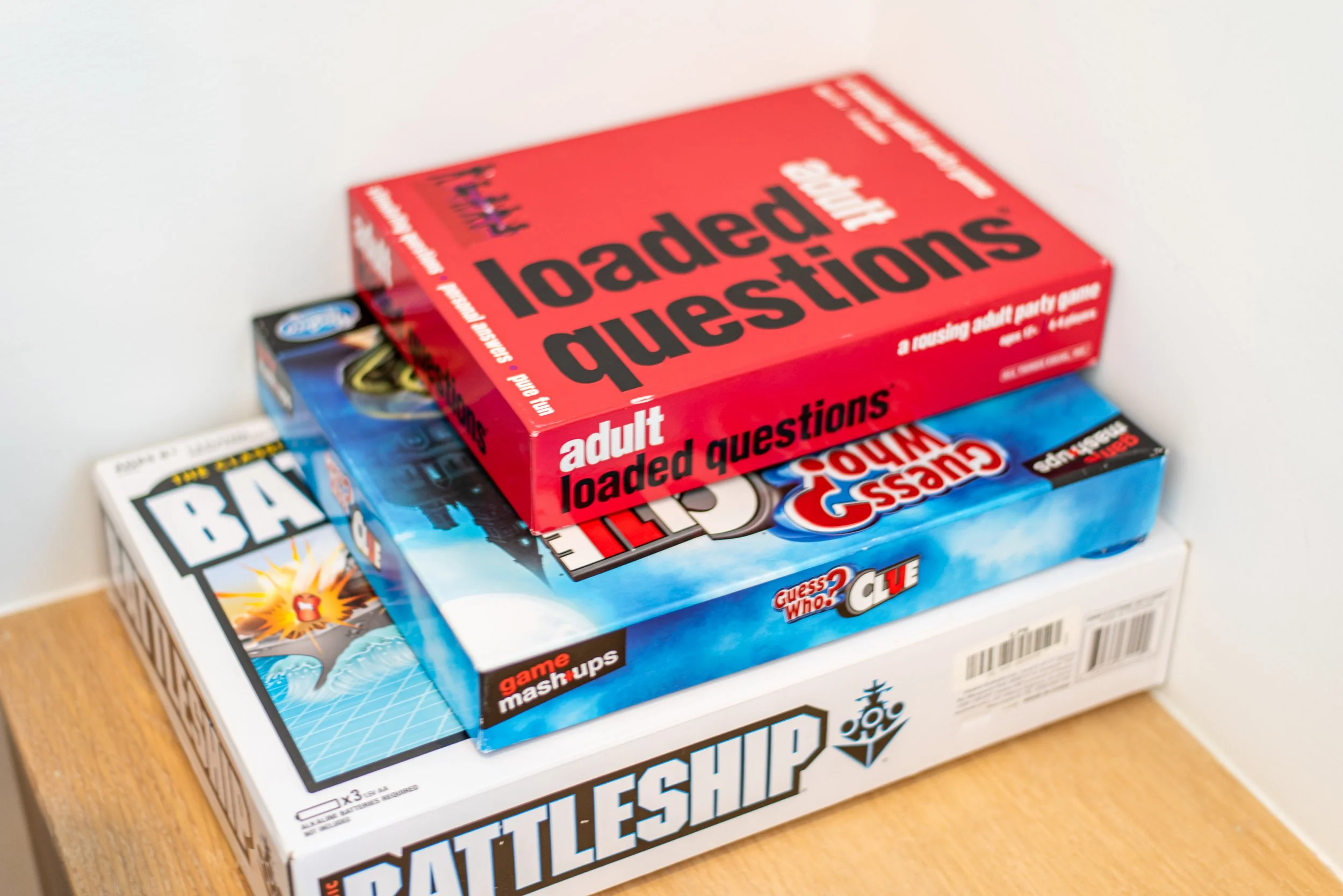 Board games provided for guests at Kate’s Guest House vacation rental