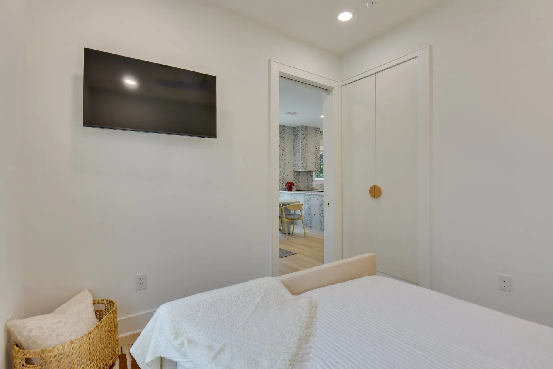 Cozy guest house bedroom seating area designed for comfort and relaxation.