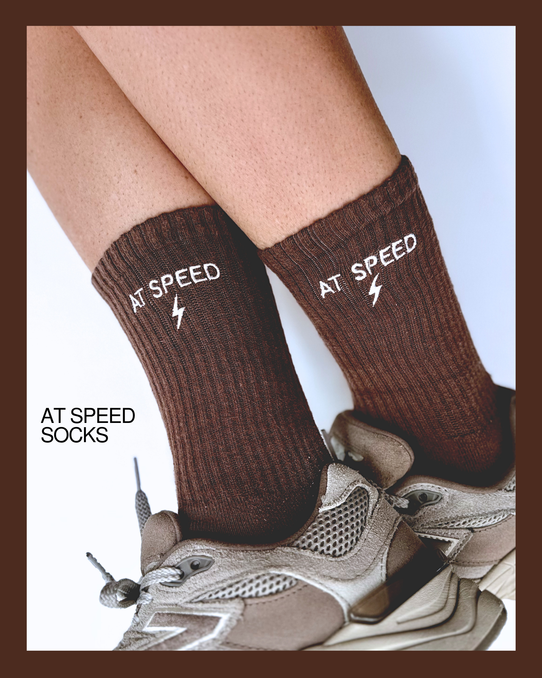AT SPEED Crew Socks Pack (Brown & White)
