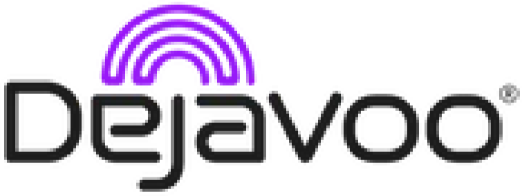 The DejaVoo logo, featuring a purple rainbow with the name 'DejaVoo' underneath in black text.