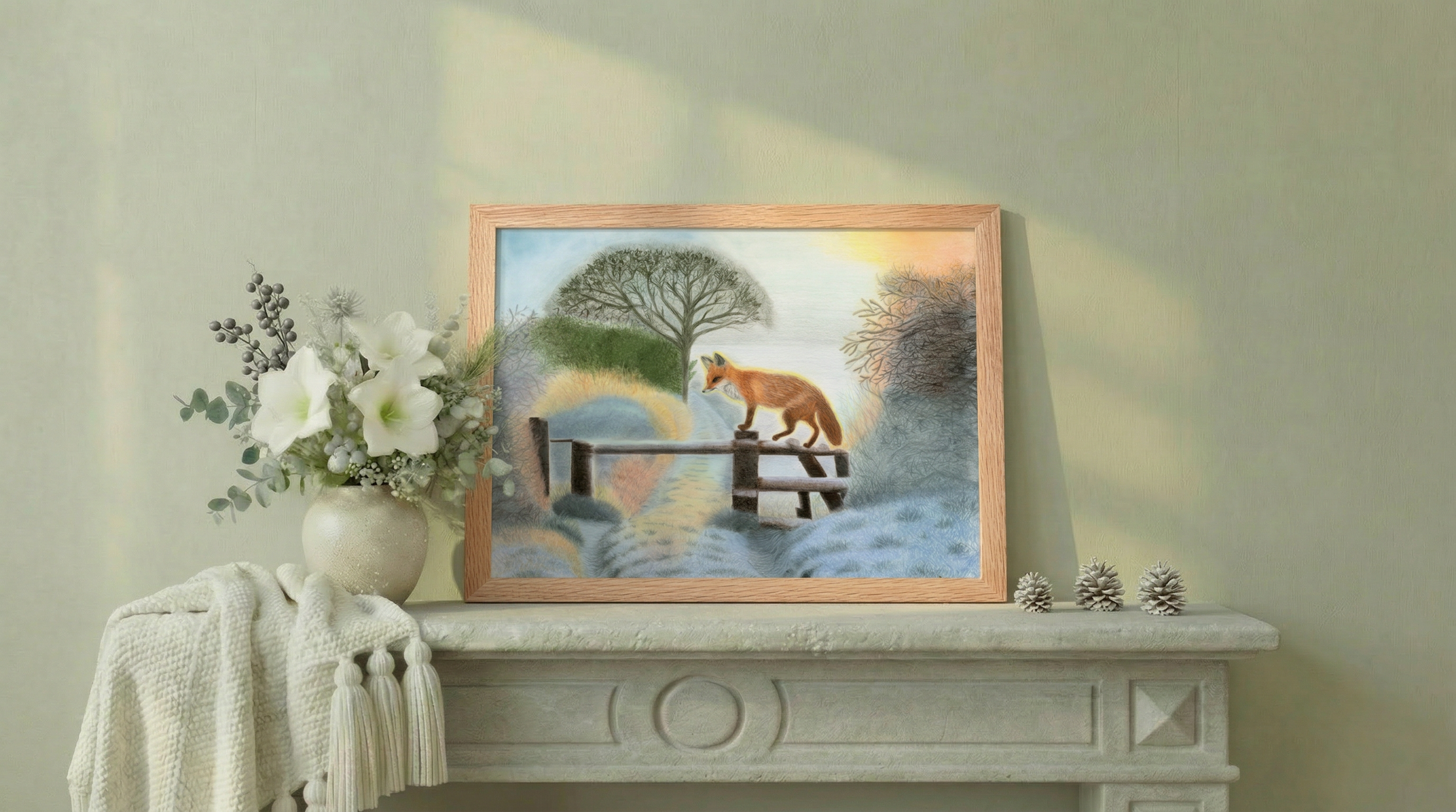 Firefly_Gemini Flash_replace the framed painting in this image with the 2nd reference 854593.png