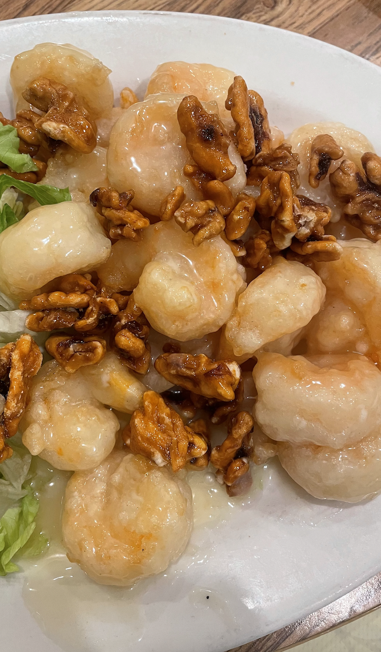 Crispy honey walnut prawns with a creamy glaze, served at China Paradise Danville.