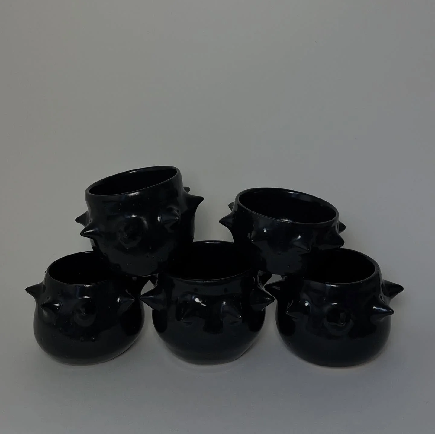 the wait is over :) five spiky cups will be available for sale on my website this thursday, march 26th at 12pm central time &mdash; leftyceramics.com