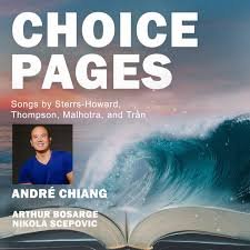 Book cover titled 'Choice Pages' with a background of an ocean wave and a small photo of André Chiang.