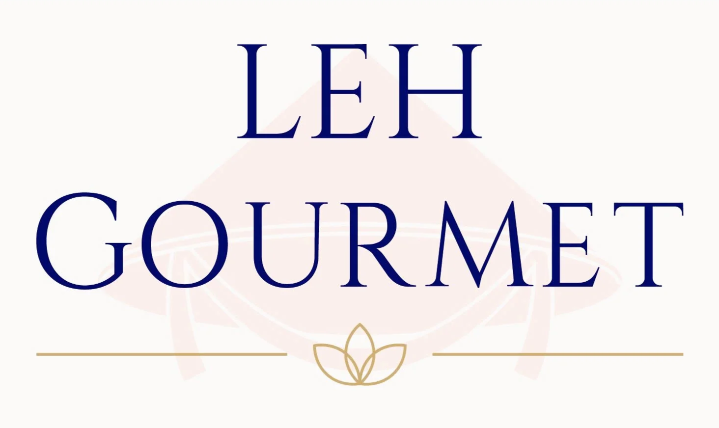 Logo for Lea Gourmet with the words 'Lea Gourmet' in large purple letters, and a simple gold decorative line and leaf icon beneath.