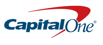 Capital One logo with blue text and red swoosh