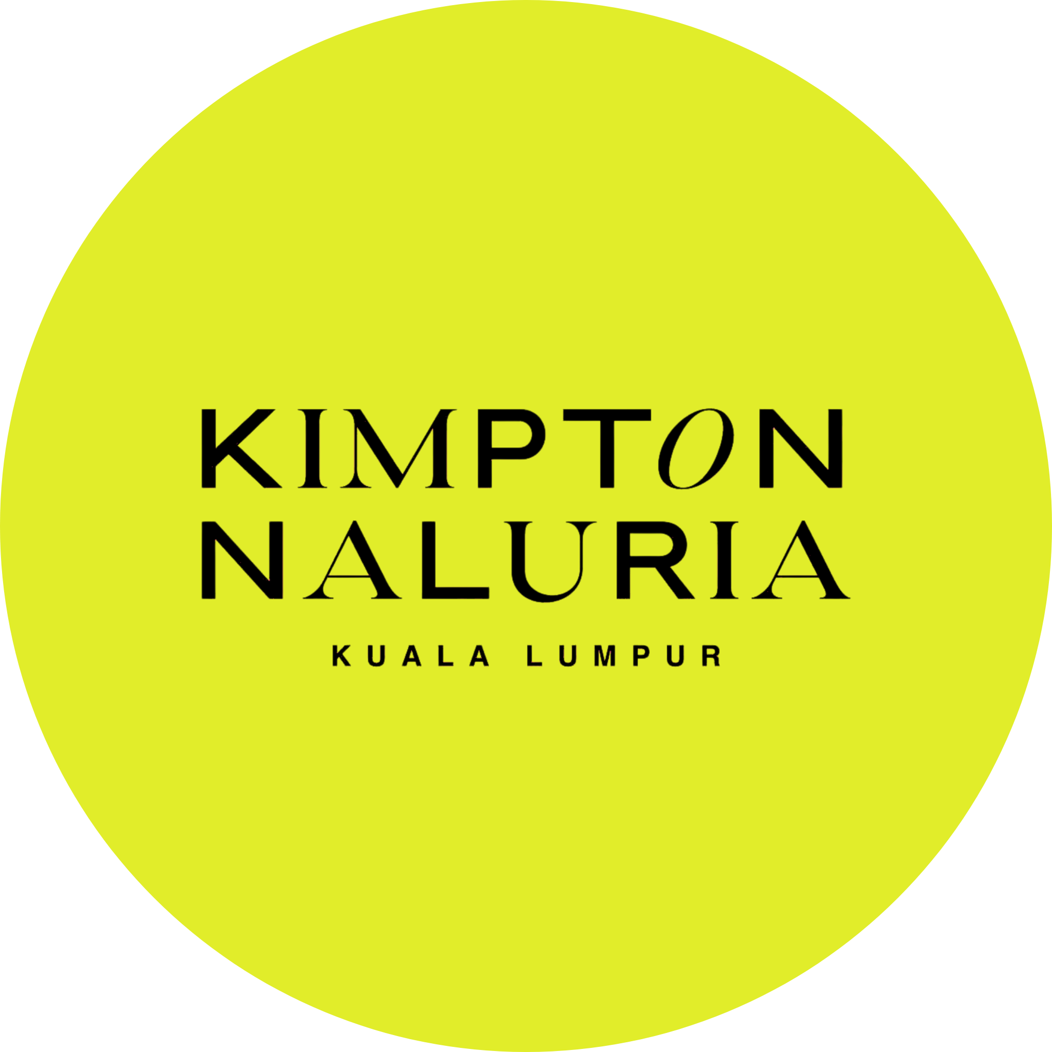 Yellow circular background with black text reading 'Kimpton Naluria Kuala Lumpur'.